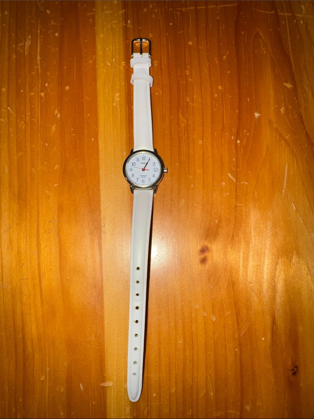 Timex White Strap Silver-Tone Dial Watch